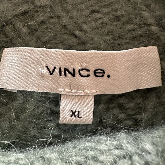 $475 Vince Alpaca Wool Chunky Cable Knit Sweater Women XL Green Mock Neck Thick - Picture 6 of 10